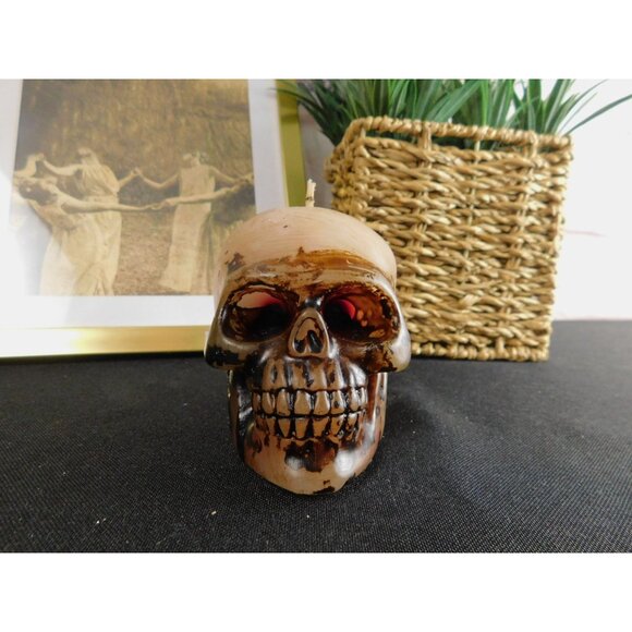 Unscented Skull Candle Home Decor 3" - Goth, Witchy, Creepy, Halloween - Picture 2 of 11